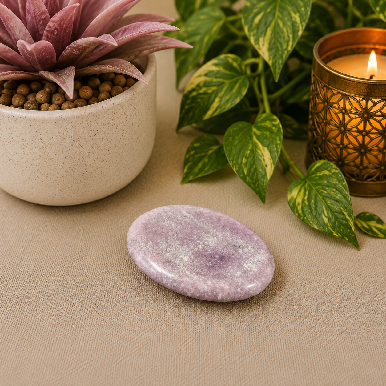Lepidolite Oval Shape Worry Stone (Thumb Stone)