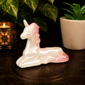 White Laying Unicorn Sphere Stand