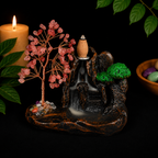 Red Jasper Chip Waterfall Backflow Incense Burner & 20 Cones