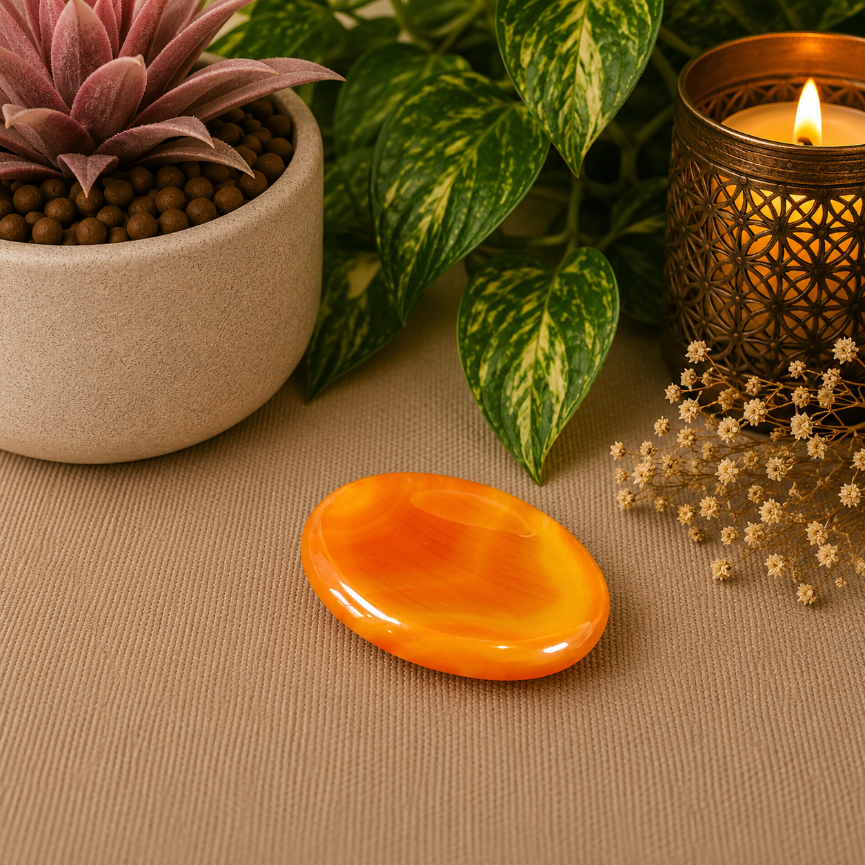 Carnelian Oval Shape Worry Stone (Thumb Stone)