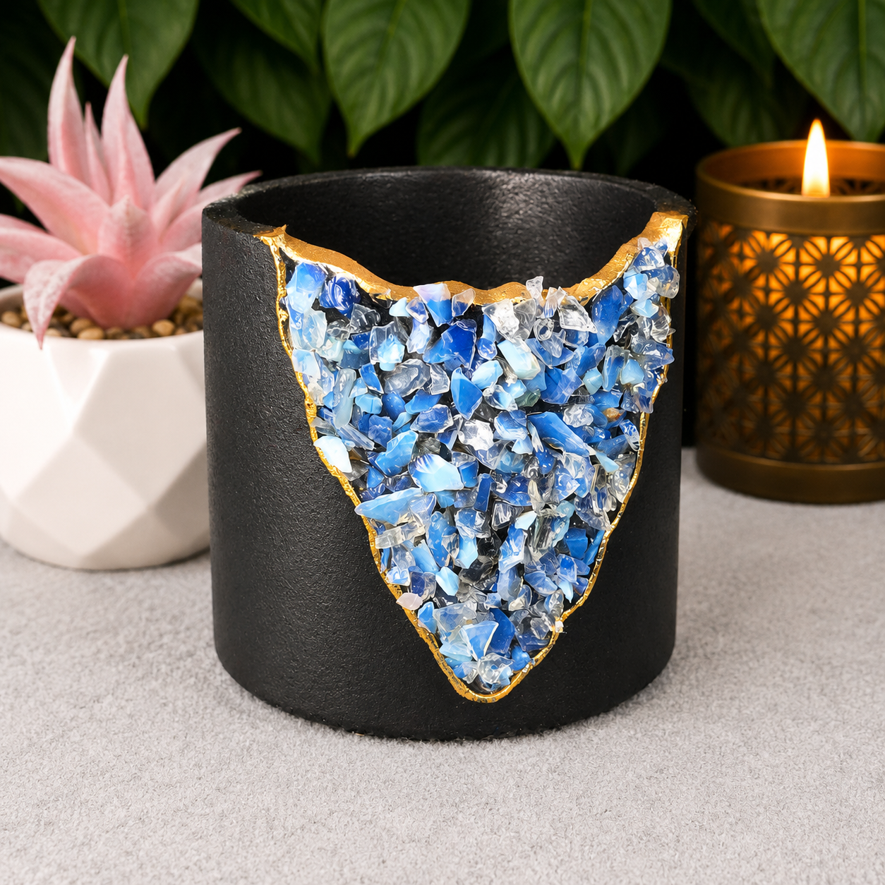 10cm Crystal Geode Planter - Opalite