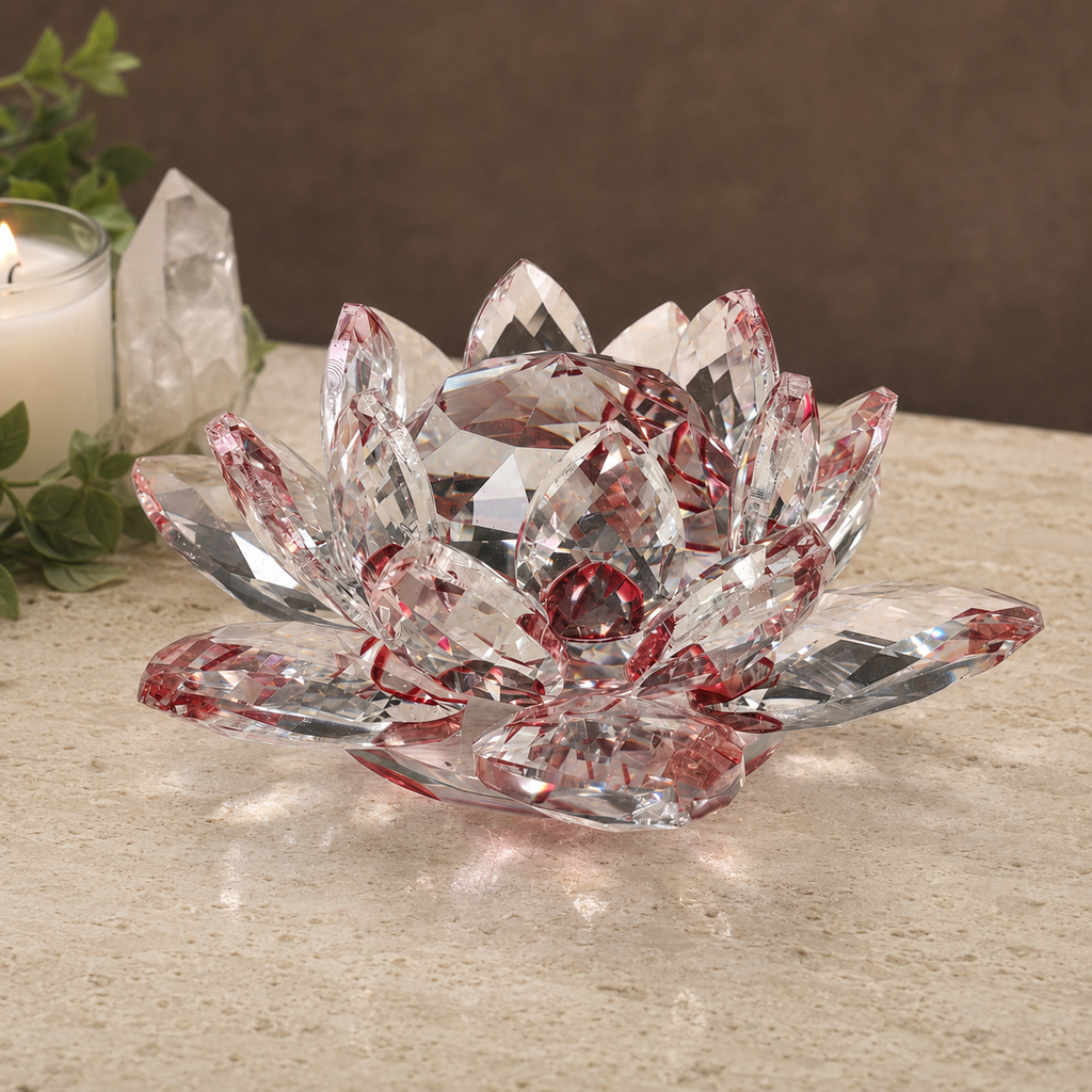 12cm Red Glass Lotus