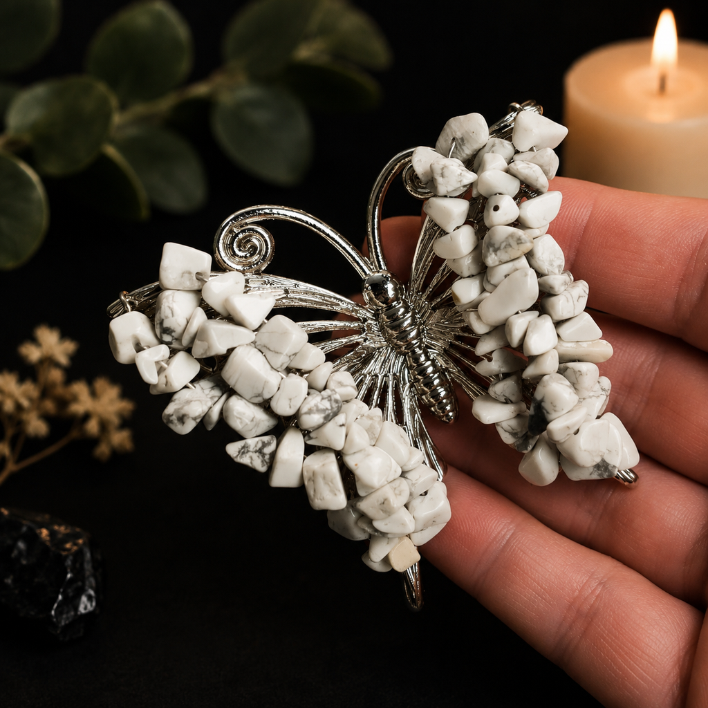 Gemstone Butterfly - White Howlite