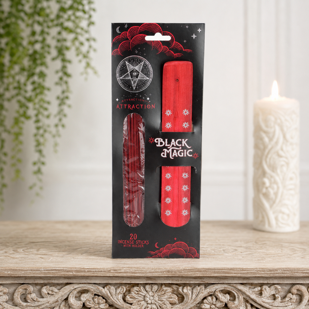 Black Magic Attraction Incense Holder with 20 Incense Sticks (Blood Orange & Jasmine)