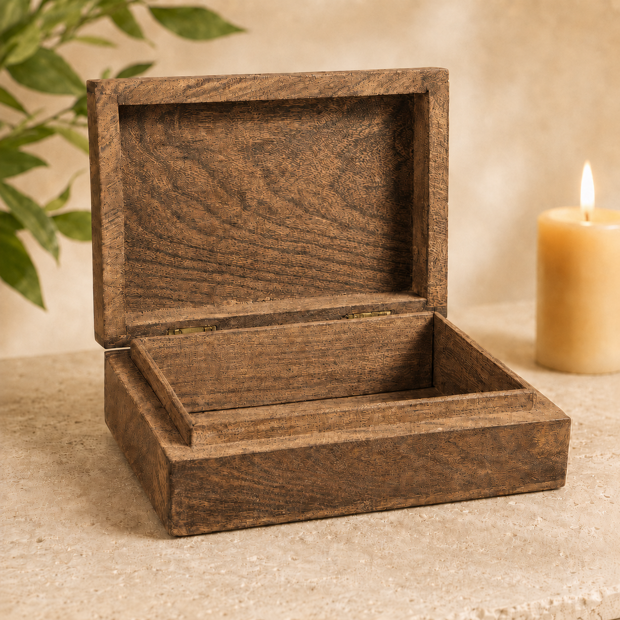 Carved Tarot Keepsake Wooden Box