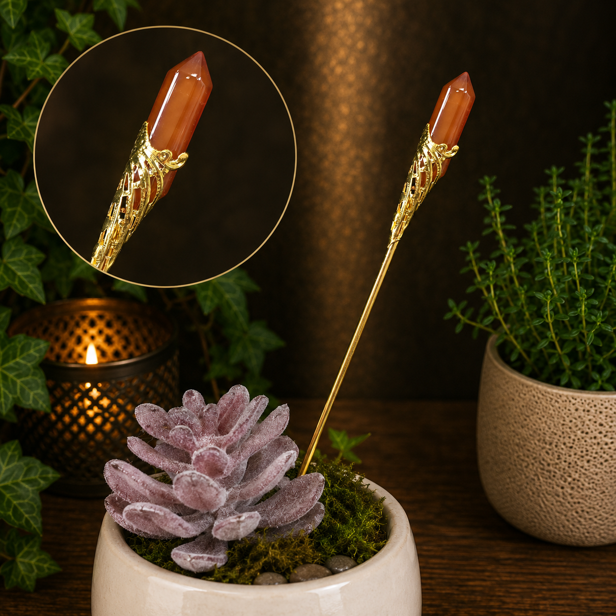 19cm Carnelian Garden Stick