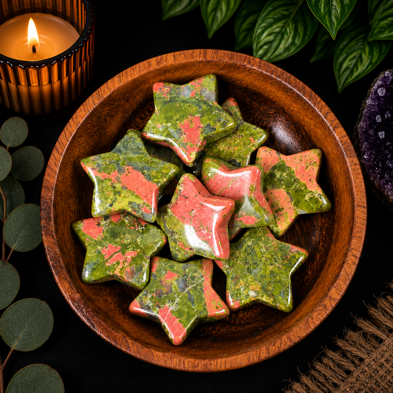 3cm Gemstone Star - Unakite