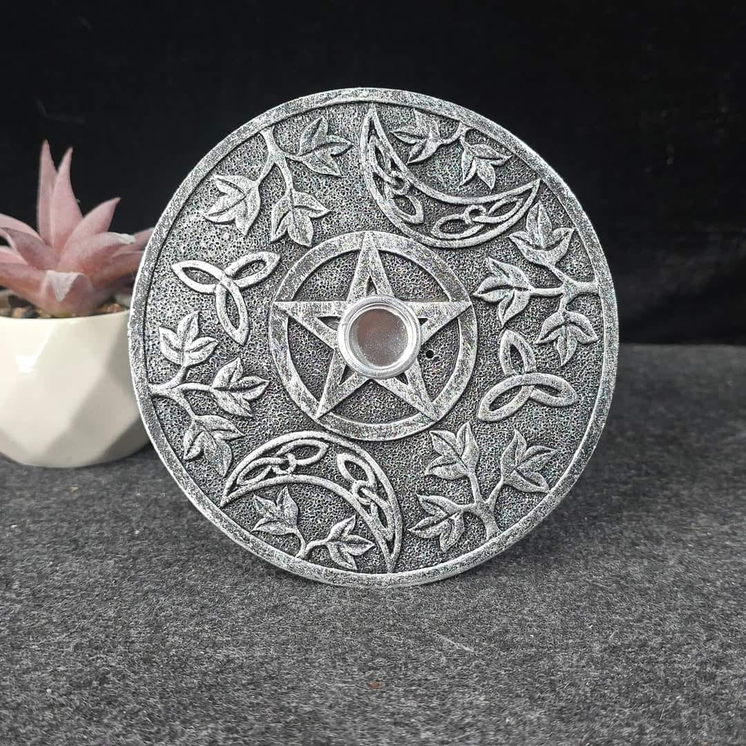12cm Triple Moon Pentagram Incense/ Candle Holder