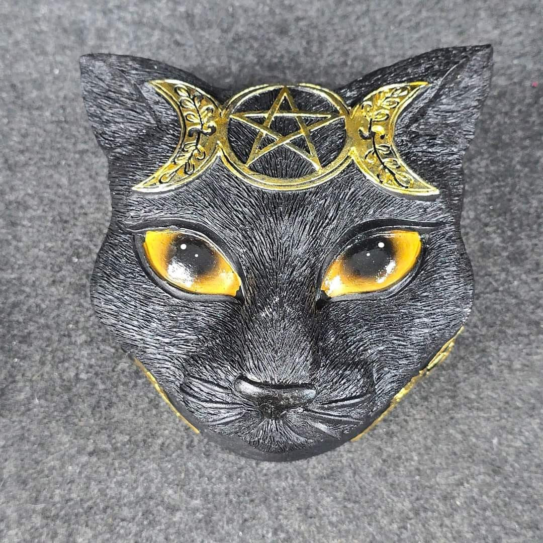 13cm Triple Moon Black Cat Trinket Box