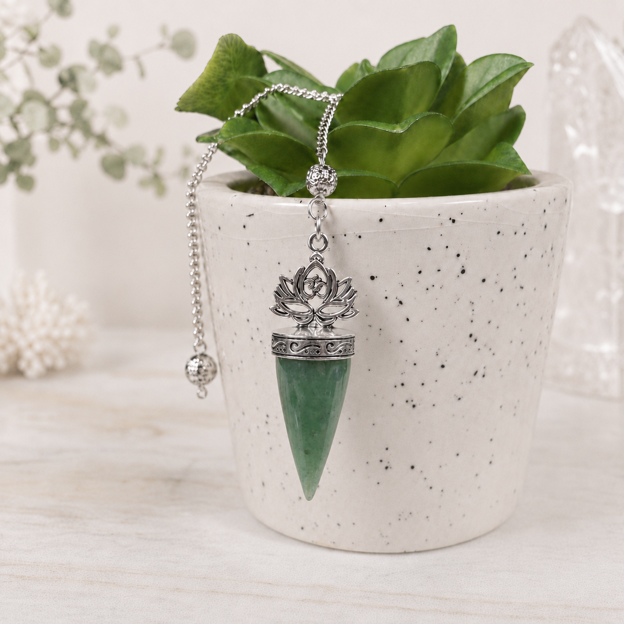 Aventurine Lotus Om Pendulum