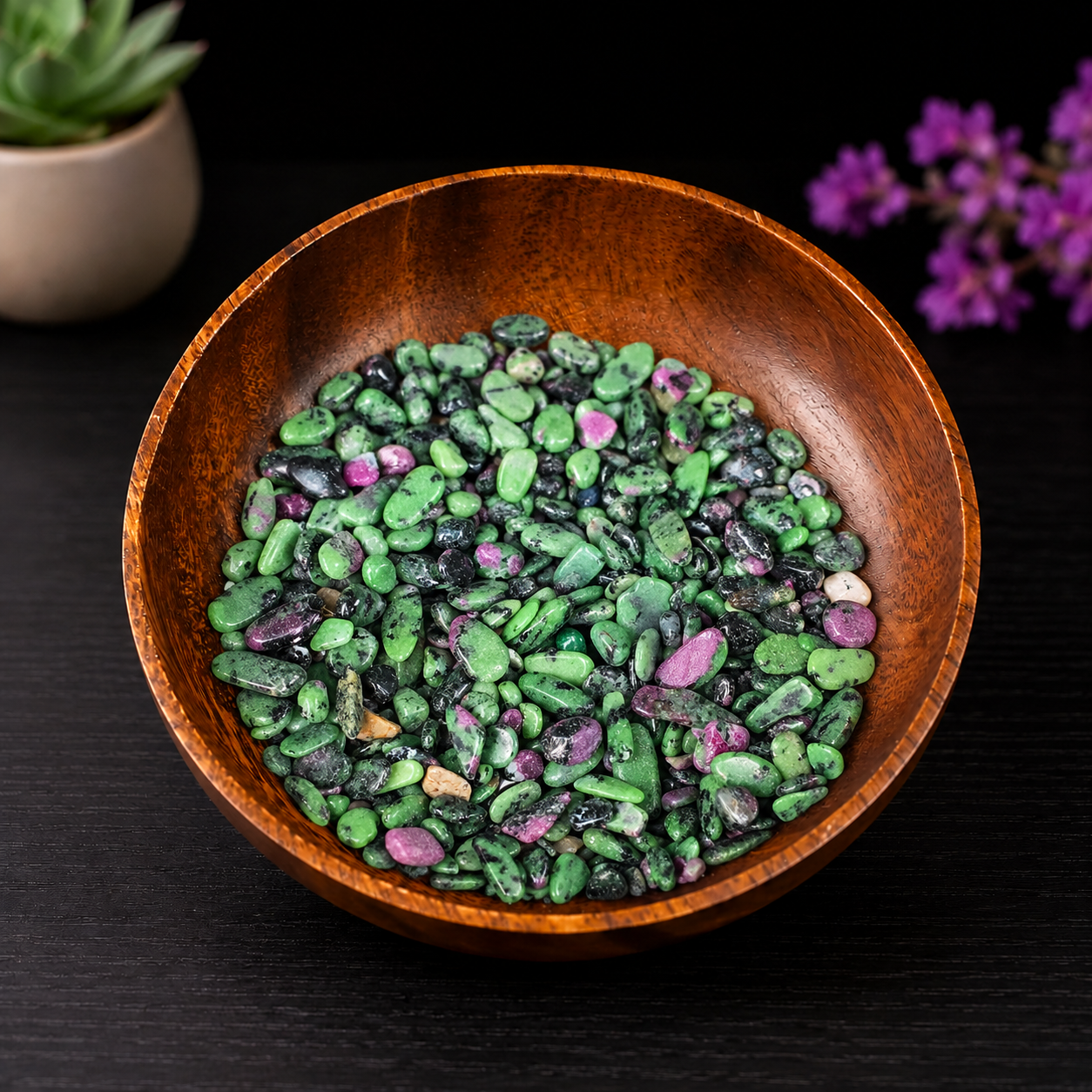 Gemstone Chips 100g - Ruby in Zoisite