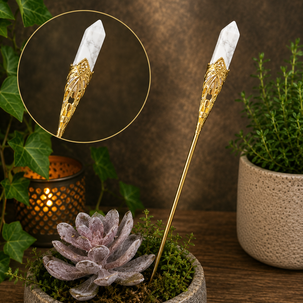 19cm White Howlite Garden Stick