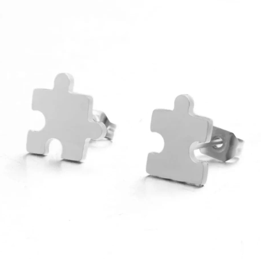Stainless Steel Stud Earrings - Jigsaw Puzzle