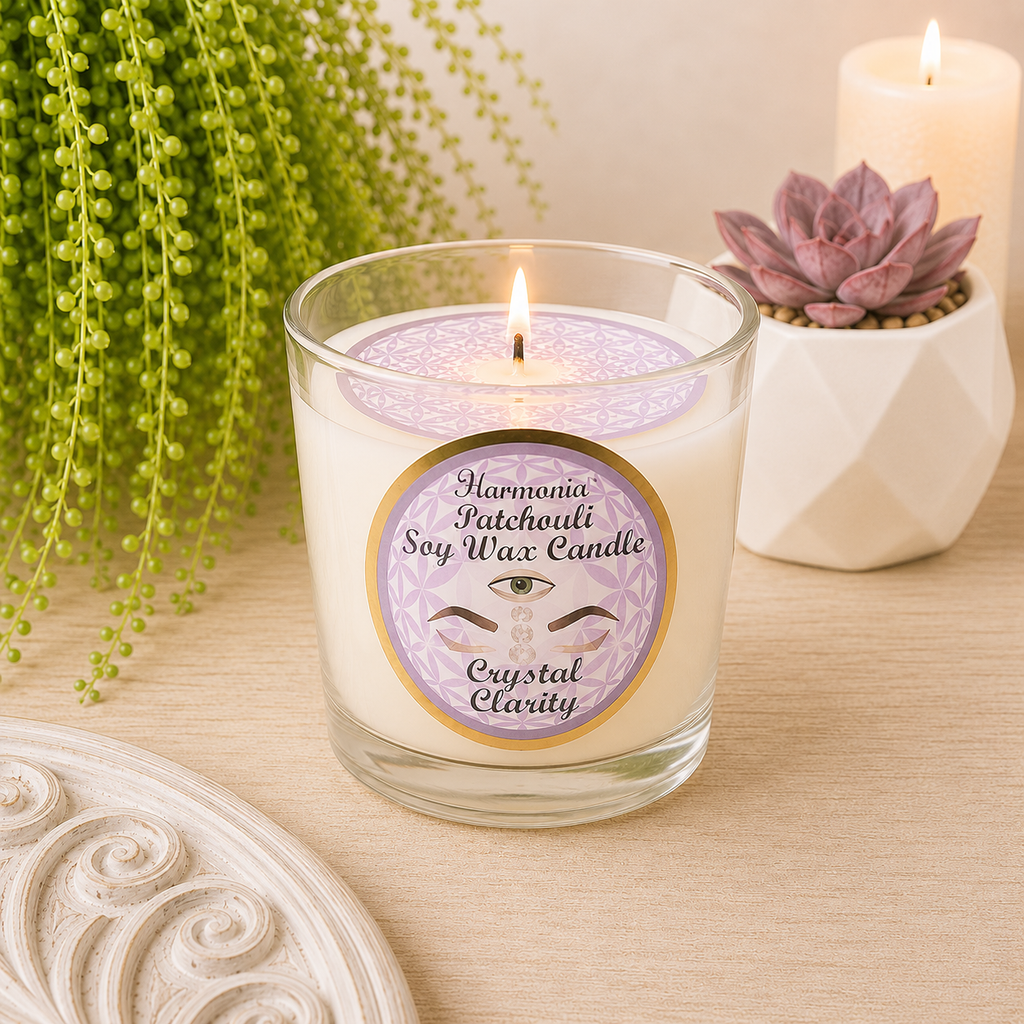Clarity - Clear Quartz with Patchouli Soy Wax Tealight Candle