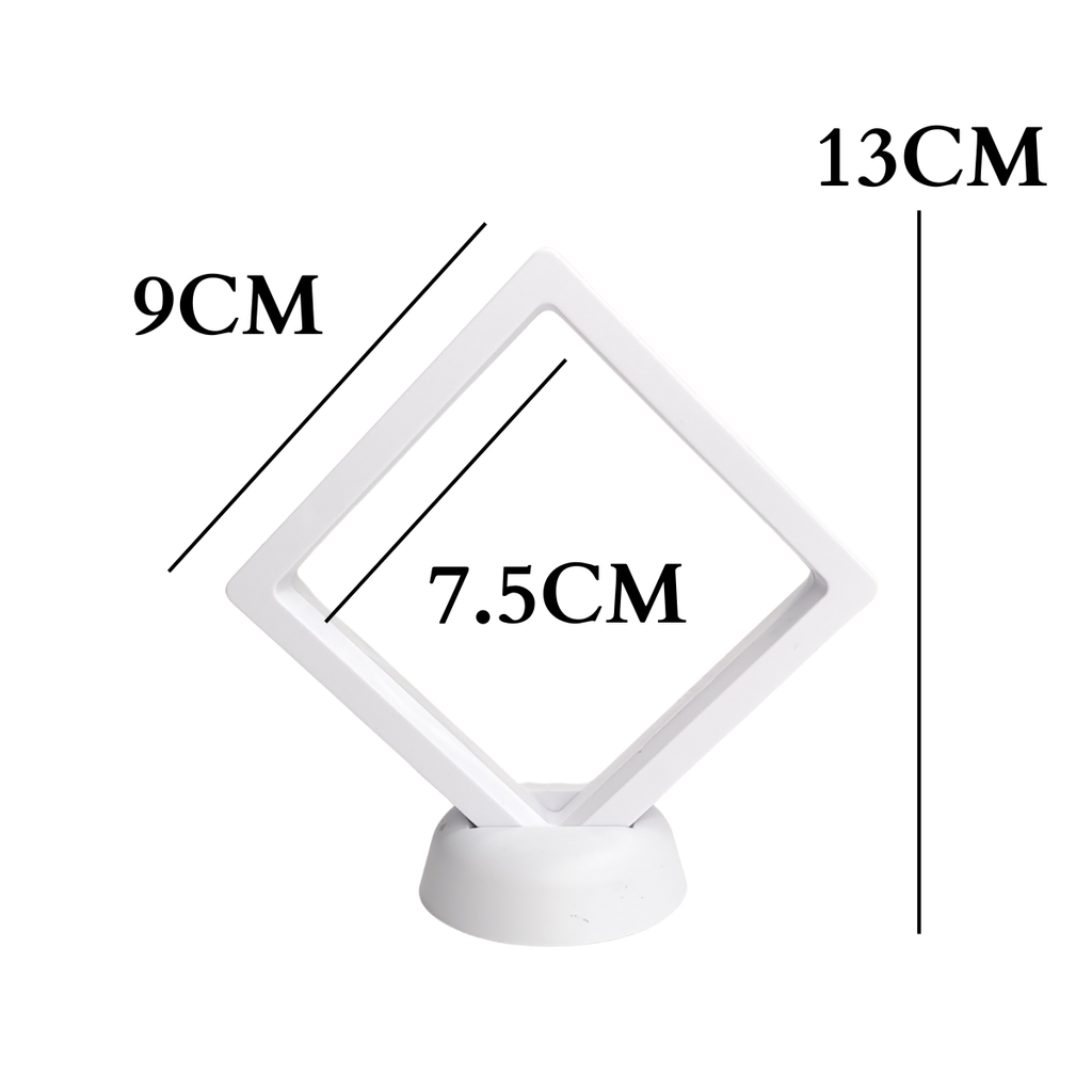 9cm Medium Square Floating Display Stand - White