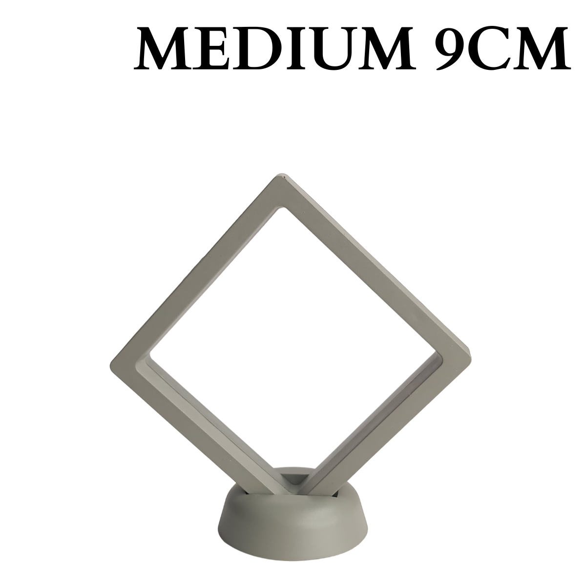 9cm Medium Square Floating Display Stand - Grey