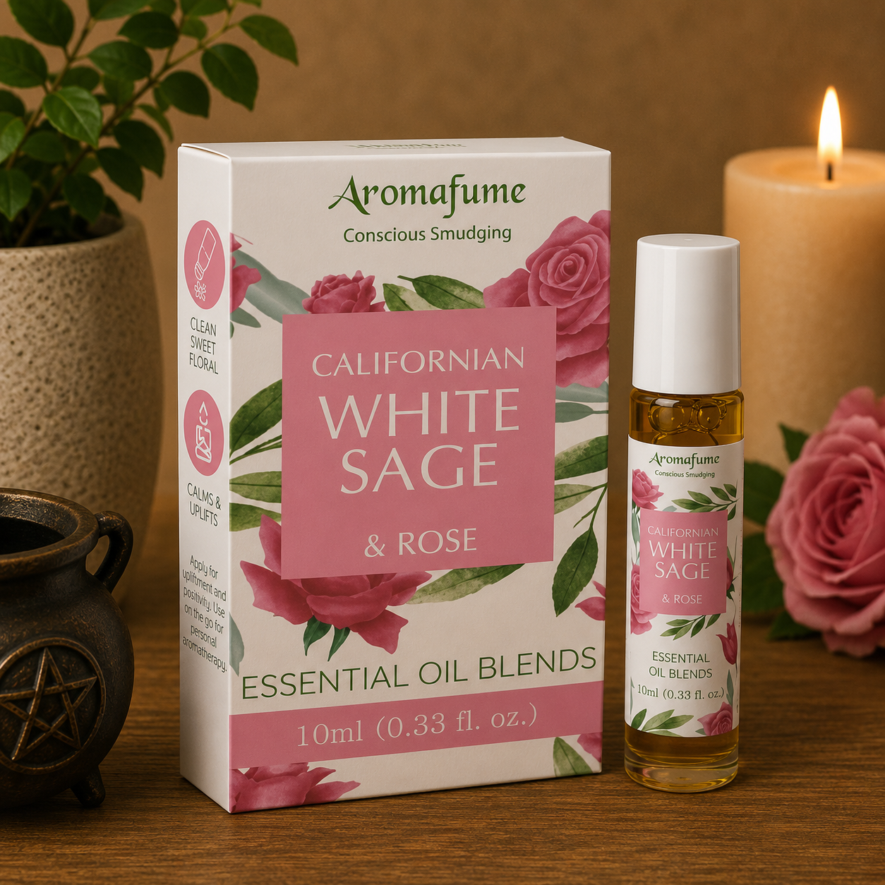 Californian White Sage & Rose Essential Oil Roll-On 10ml