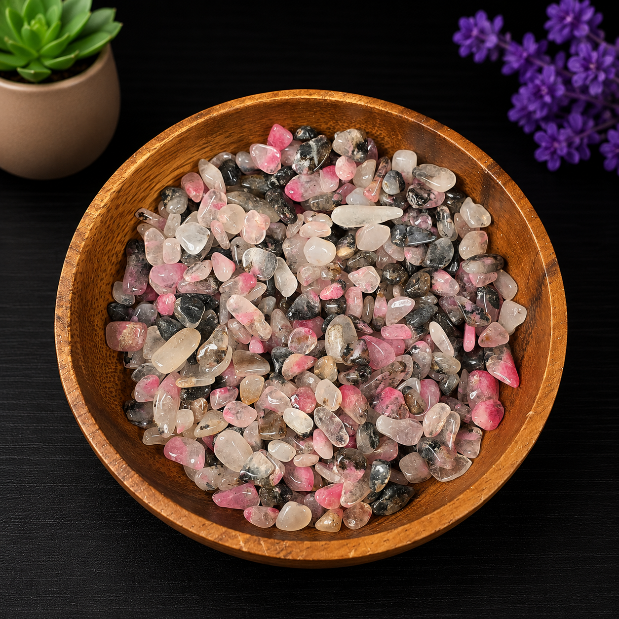 Gemstone Chips 100g - Rhodonite & Quartz