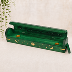 30.5cm Green Sun & Moon Wooden Incense Stick & Cone Burner