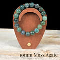 10mm Moss Agate Gemstone Bracelet