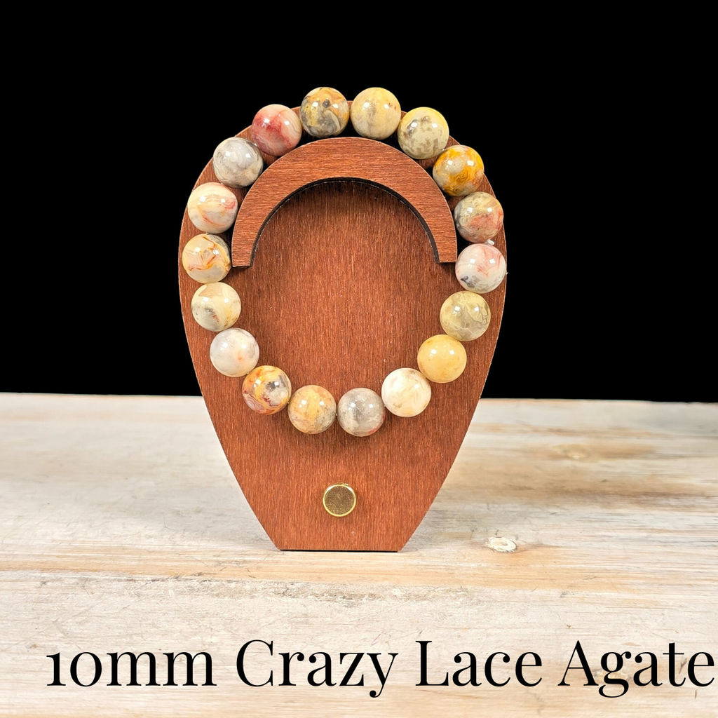 10mm Crazy Lace Agate Gemstone Bracelet