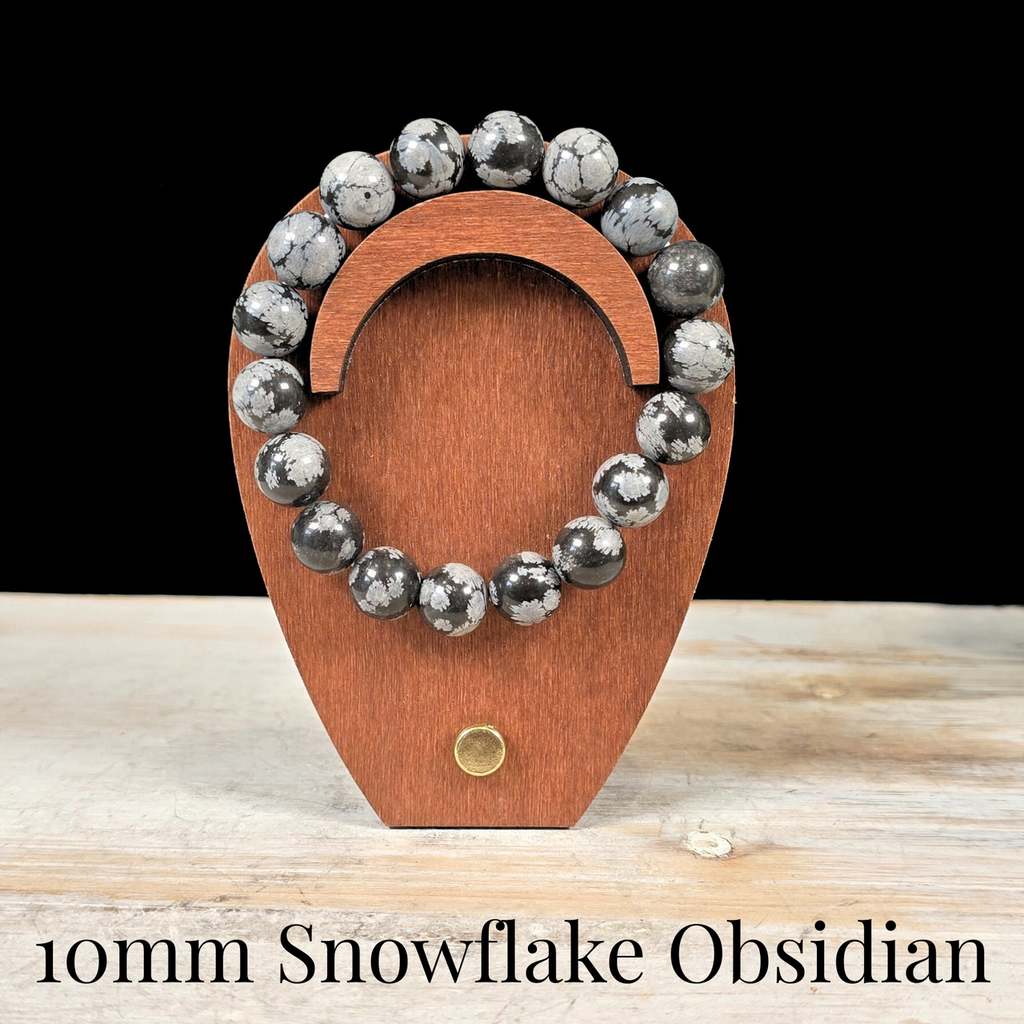 10mm Snowflake Obsidian Gemstone Bracelet