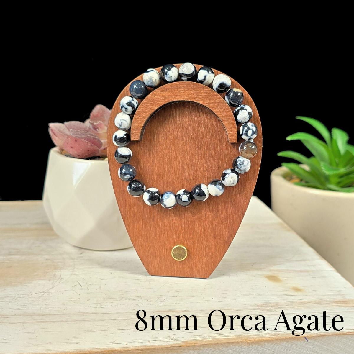 8mm Orca Agate Gemstone Bracelet