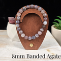8mm Banded Agate Gemstone Bracelet