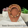8mm Brown Banded Agate Gemstone Bracelet