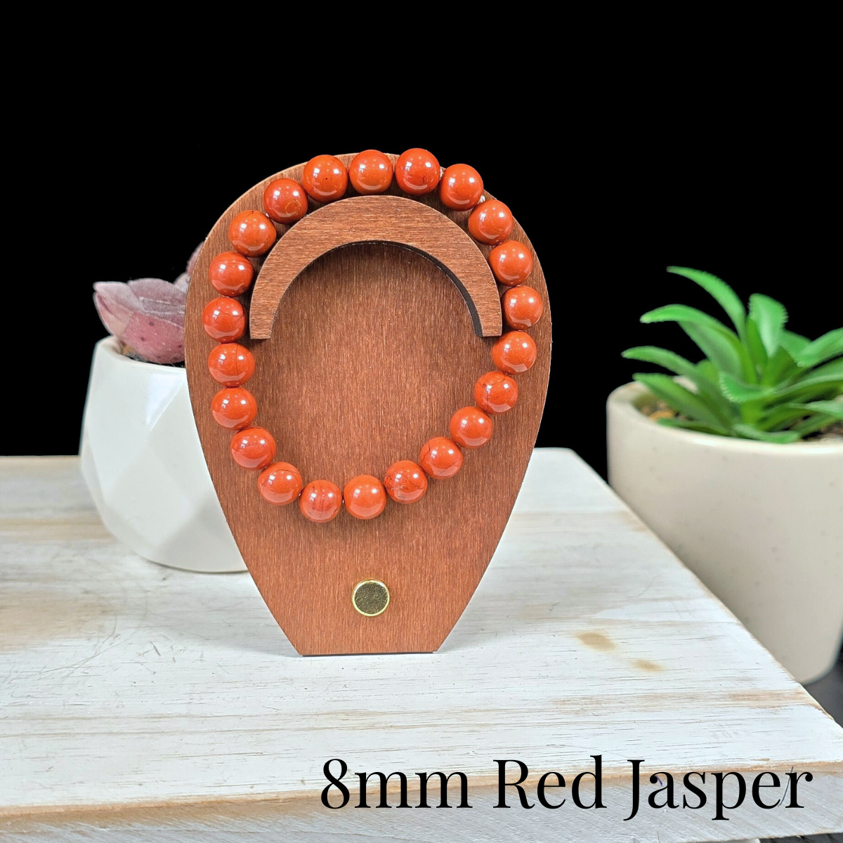 8mm Red Jasper Gemstone Bracelet