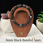 8mm Black Agate Gemstone Bracelet