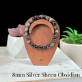 8mm Silver Sheen Obsidian Gemstone Bracelet
