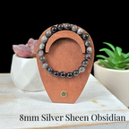 8mm Silver Sheen Obsidian Gemstone Bracelet