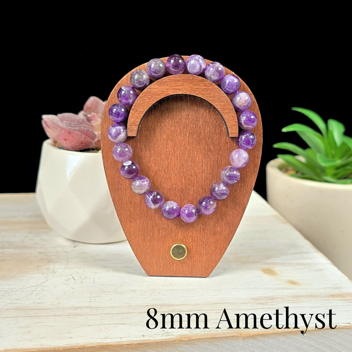 8mm Amethyst Gemstone Bracelet