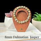 8mm Dalmatian Jasper Gemstone Bracelet