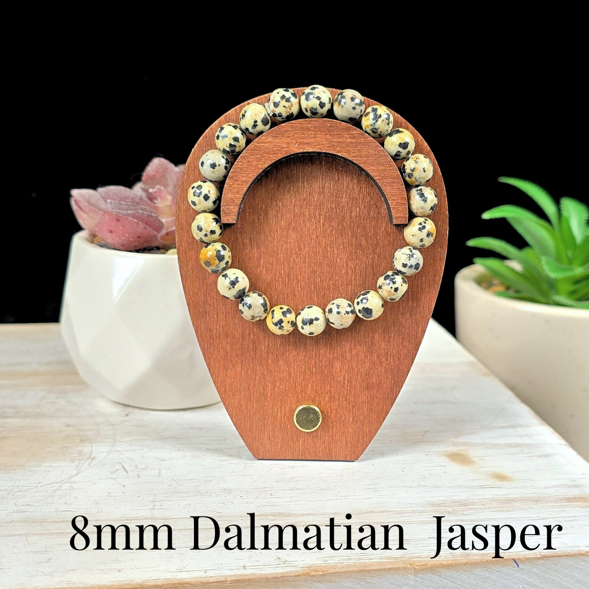 8mm Dalmatian Jasper Gemstone Bracelet