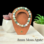 8mm Moss Agate Gemstone Bracelet