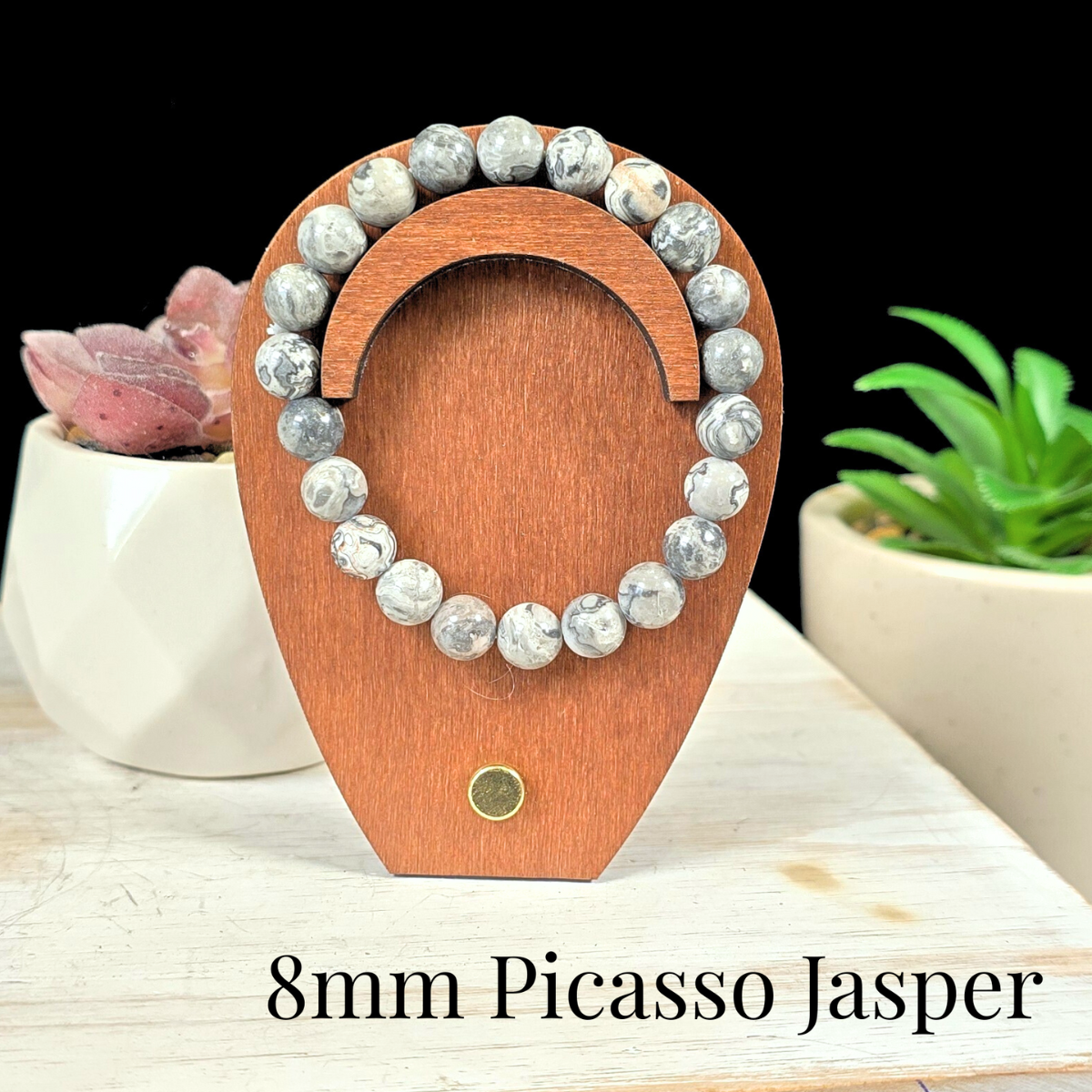 8mm Picasso Jasper Gemstone Bracelet