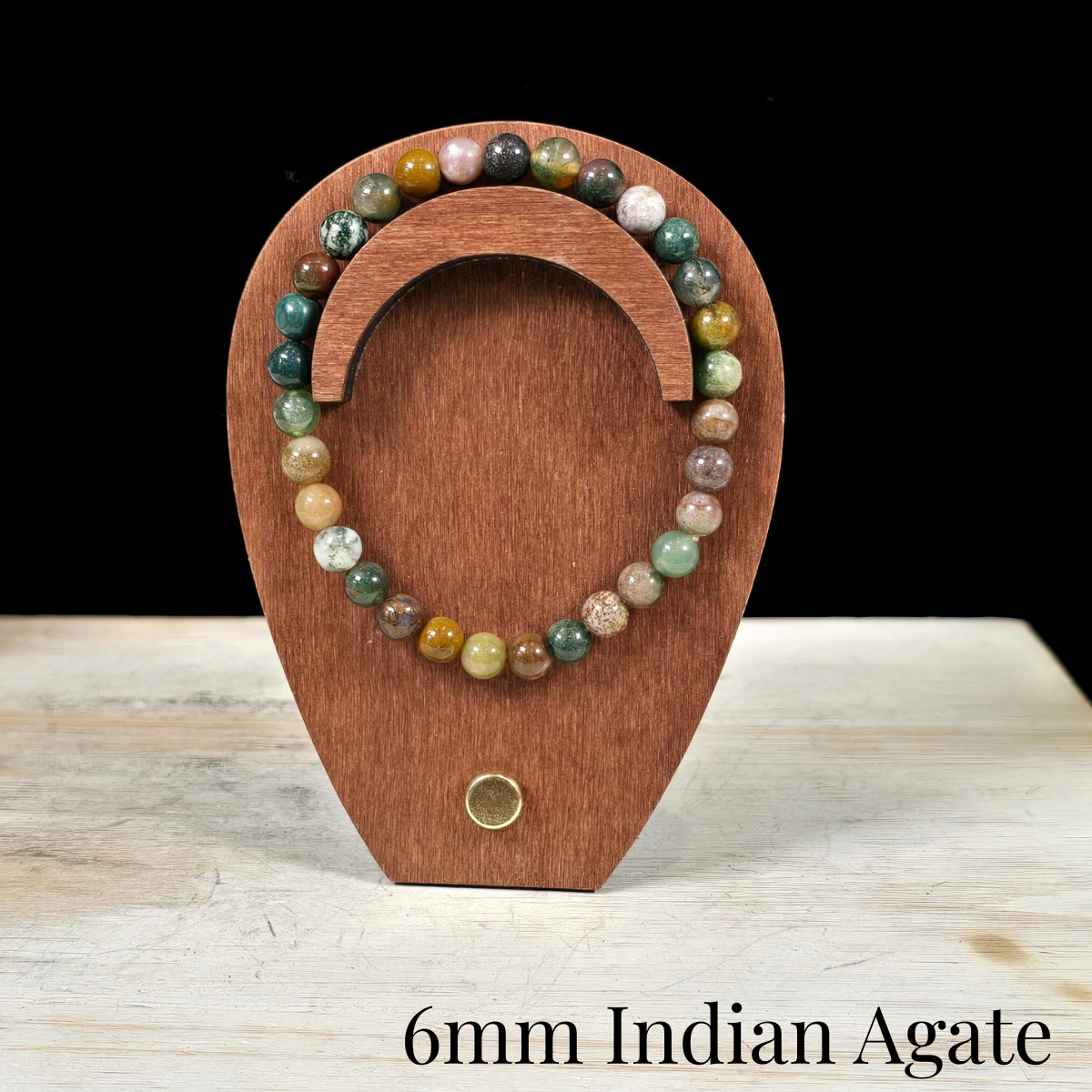 6mm Indian Agate Gemstone Bracelet