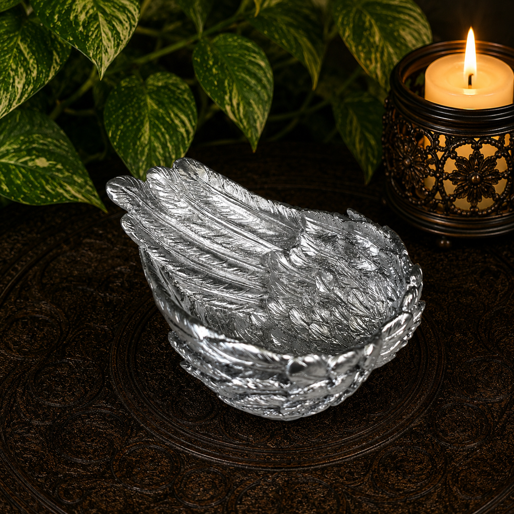 Silver Angel Wing Sphere Stand/Trinket Dish