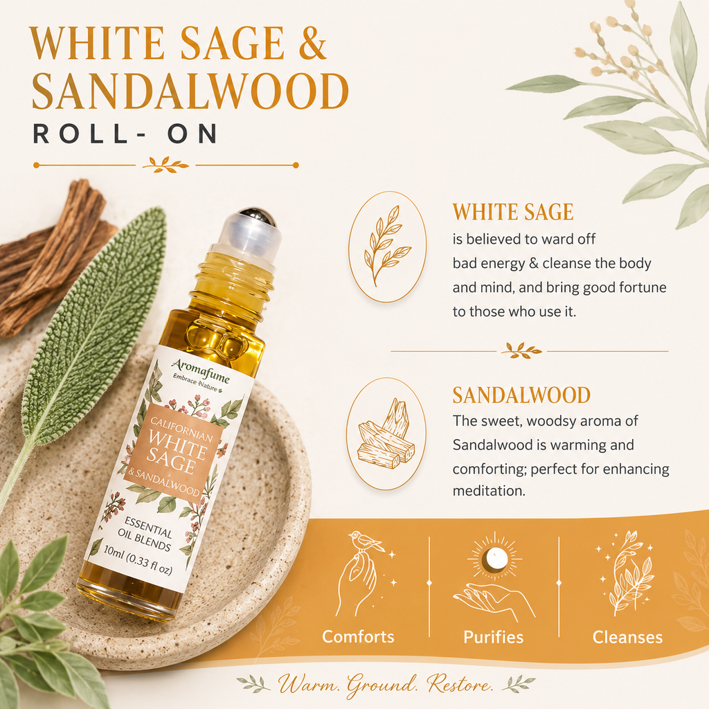White Sage & Sandalwood Essential Oil Roll-On 10ml