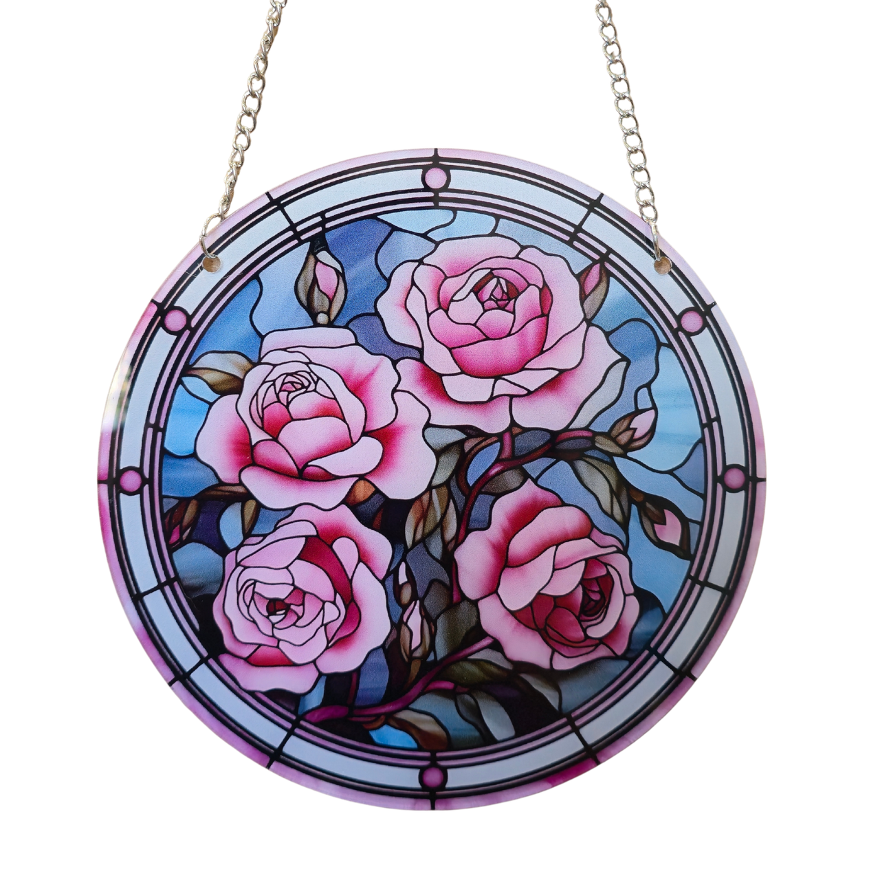15cm Acrylic Suncatcher - Pink Roses