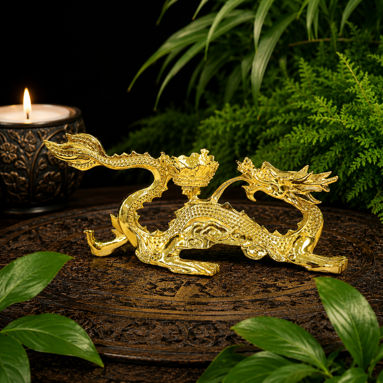 Gold Dragon Metal Sphere Stand