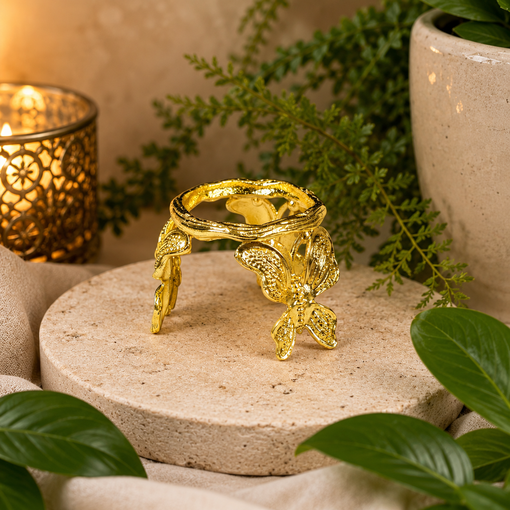 Gold Butterfly Metal Sphere Stand
