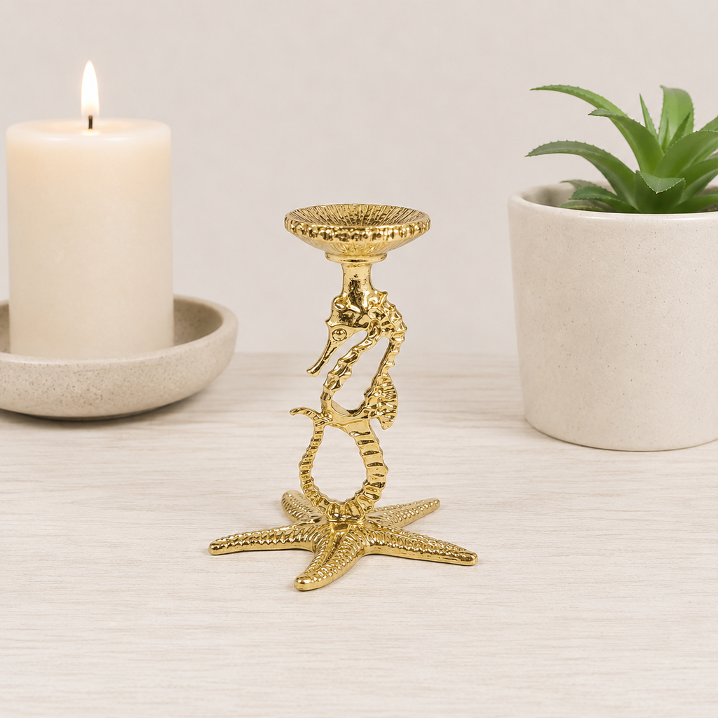 Seahorse Gold Metal Sphere Stand