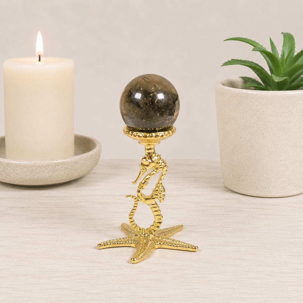 Seahorse Gold Metal Sphere Stand