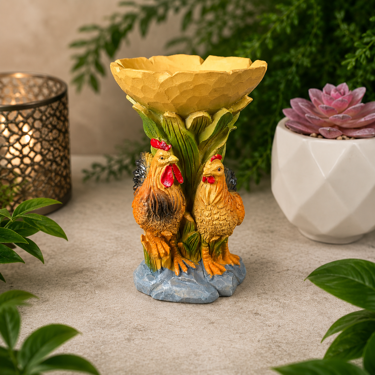 13cm Farmhouse Chickens Sphere Stand