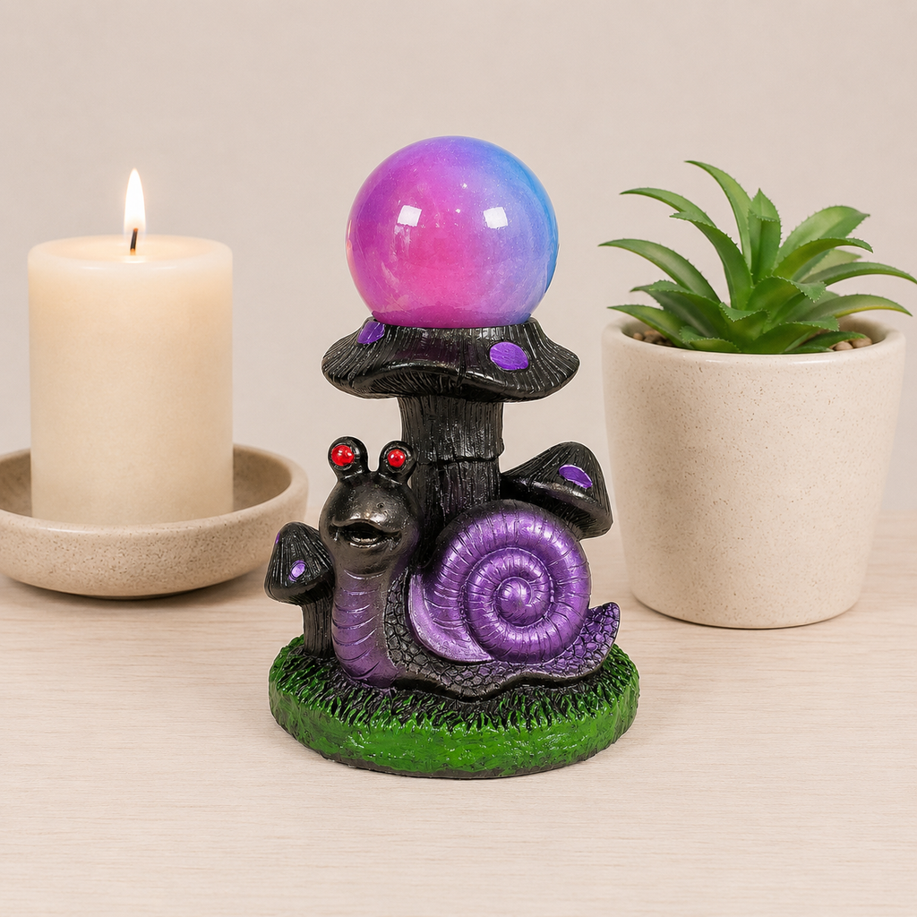 Purple Snail with Mushrooms Sphere Stand