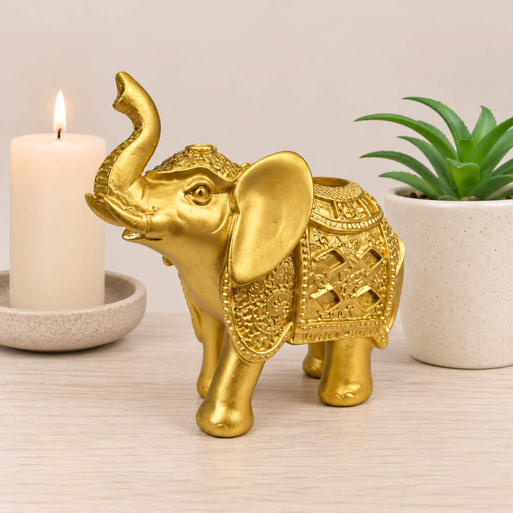 Large Gold Elephant Sphere Stand