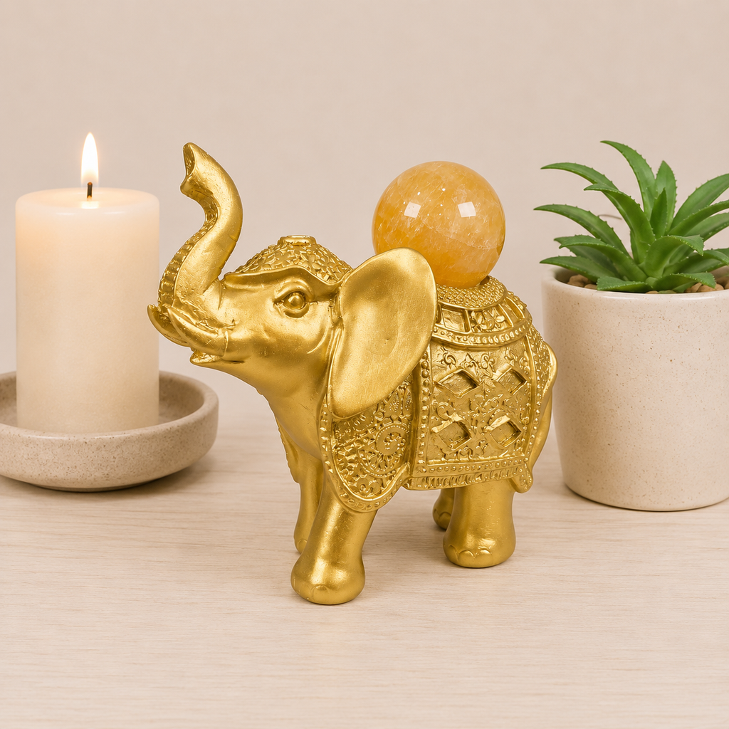 Large Gold Elephant Sphere Stand